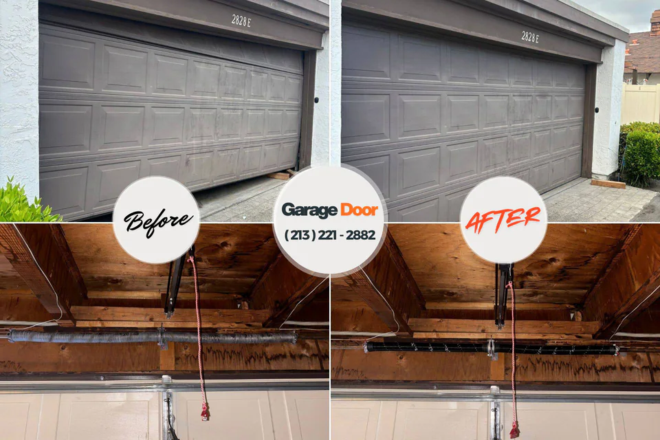 Before and after: garage door repair Rushville, IN